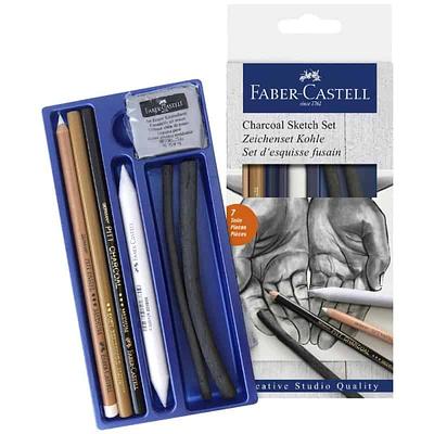 FABER CASTELL - SET ESBOÇOS CARVÃO - 7 PEÇAS