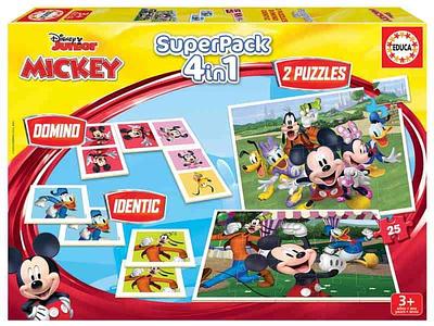 Uma extraordinária caixa cheia de diversão e educação.nDois puzzles de 25 peças cada umn-Um jogo de memória com 24 fichasn-Um dominó com 21 fichas.