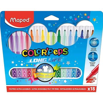 Maped Color Peps - Canetas de Feltro Long Life x18