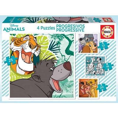 Desperta o espírito aventureiro do teu filho com os Puzzles Progressivos Disney Animals 2! Esta caixa incrível vem com 4 puzzles dos filmes clássicos da Disney.