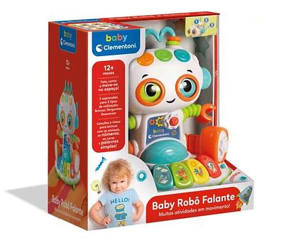 Detalhes do produto:n-Ao usar a alavanca na cabeça, o robot muda de expressão facial e de modo de jogon-Há 3 modos de jogo: educativo, quiz e hora de dormirn- A partir dos 12 meses.