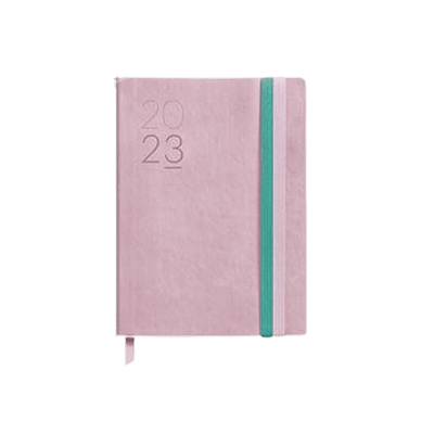 AGENDA BÁSICA 2023 COM DOIS ELÁSTICOS ROSA PASTEL