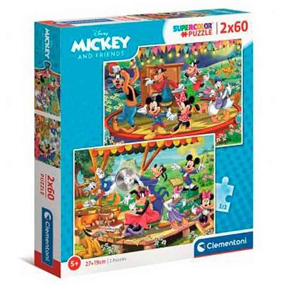 O Puzzle 2x60 pçs - Mickey Mouse da Clementoni com 2 puzzle de 60 peças para entreter as crianças em cada escalão de idade, ajudando-as a adquirirem capacidades de observação e de manualidade.
