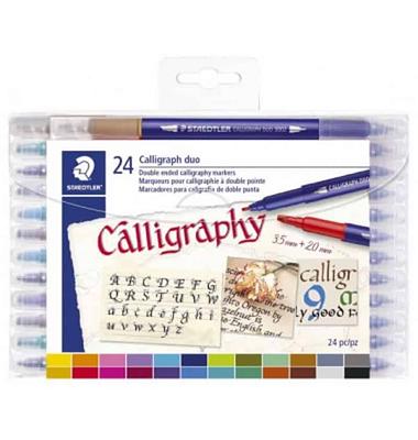 MARCADORES FELTRO, PONTA DUPLA, CALLIGRAPH, 24 UNI.
