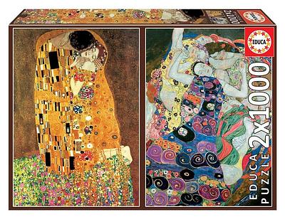 Duas das obras mais emblemáticas de Gustav Klimt numa magnífica coleção de dois puzzles de 1000 peças. Tamanho aproximado do puzzle montado: 48 x 68 cm.