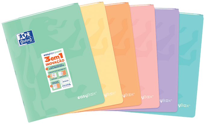 CADERNO AGRAFADO A4 48F PAUTADO CORES PASTEL