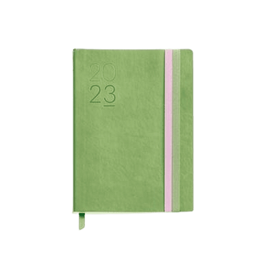 AGENDA BÁSICA PEQUENA 2023 COM DOIS ELÁSTICOS VERDE PASTEL