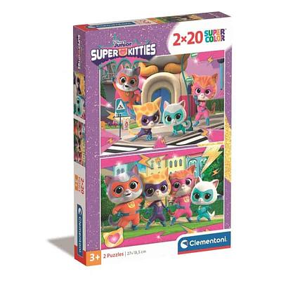 Detalhe do produto:n- 2 puzzles de 20 peças;n- Imagem do Super Kitties;n- Dimensão: 37x18.5cm;nnNota: Recomendado a partir dos 3 anos.