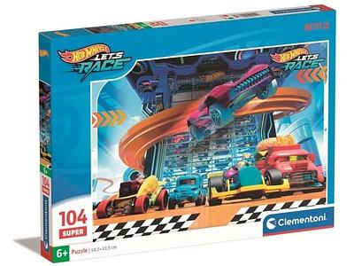 Puzzle 104 peças, super hotwheels 2, a partir dos 6 anos de idade.