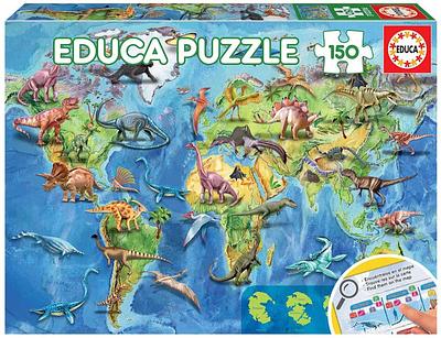 PUZZLE 150 PEÇAS MAPA MUNDO COM DINOSSAUROS